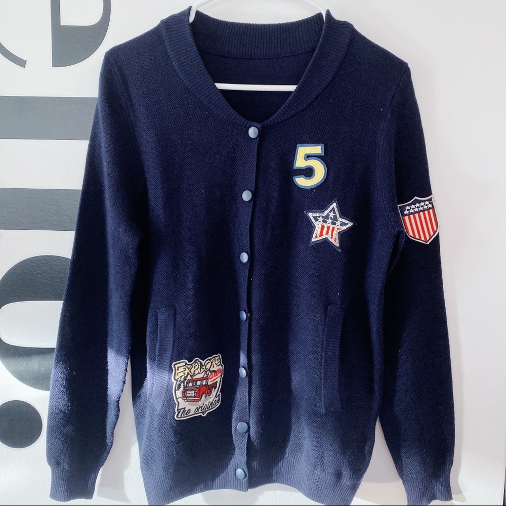 NWOT Navy Sweatshirt with Badges